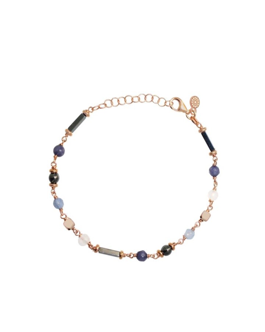 New Alisei Gioielli Bracciale Giada Blu Ed Ematite